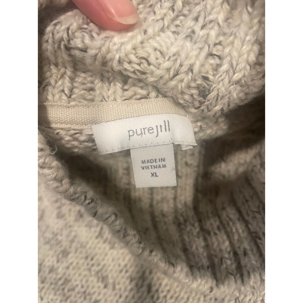 Pure Jill J Jill Womens XL‎ Mock Neck Marled Knit Sweater Oatmeal Grey Cozy - Picture 7 of 7